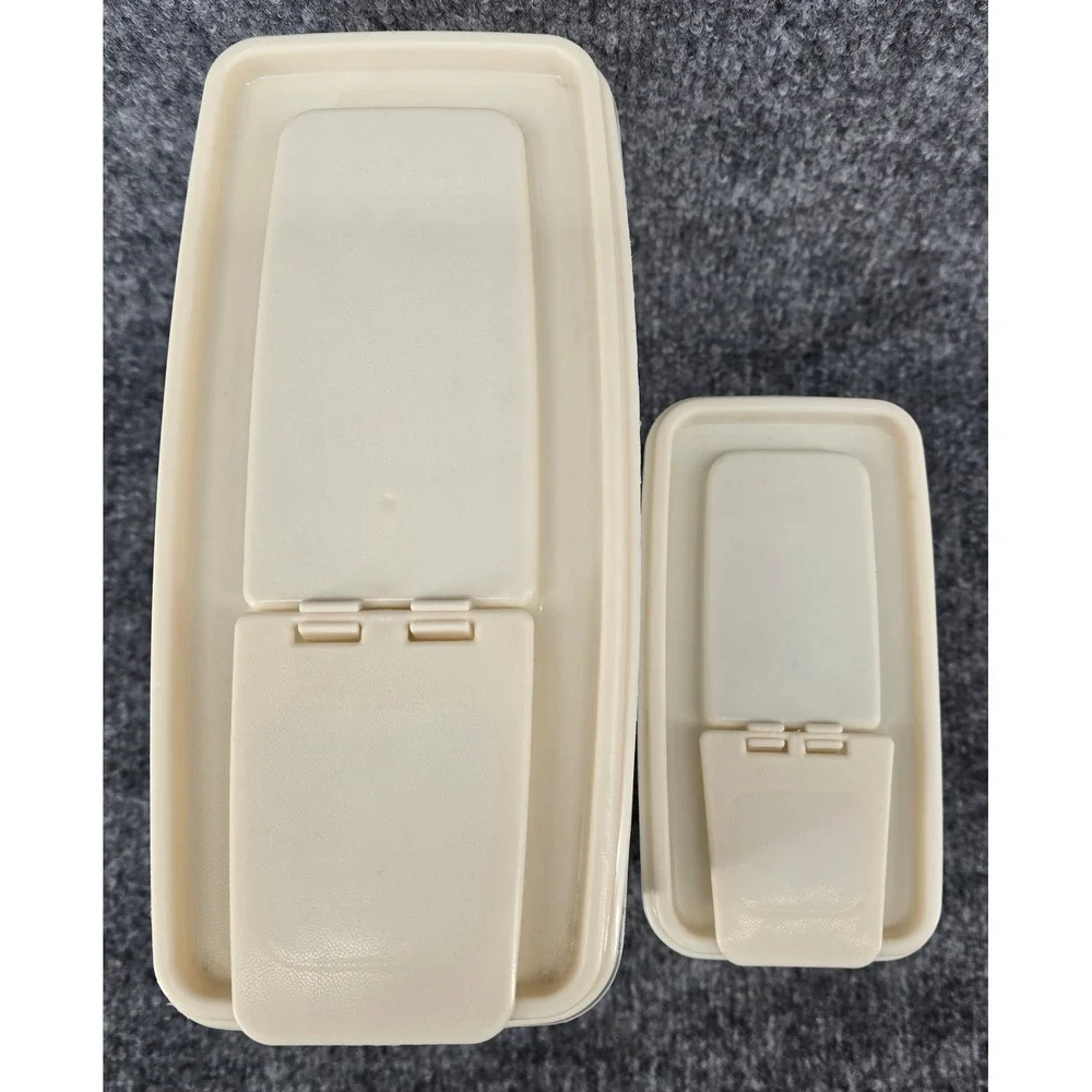 2 Rubbermaid Servin Savers Kitchen Containers Set Vintage Flip Top 13c 4c Almond
